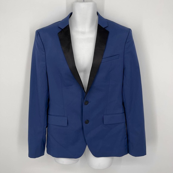 Zara Suits & Blazers Zara Man Blue Satin Lapel Blazer Mens Sz 38